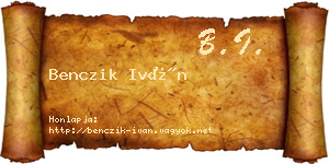 Benczik Iván névjegykártya