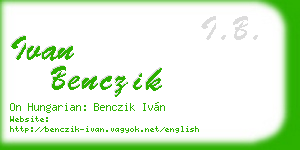 ivan benczik business card